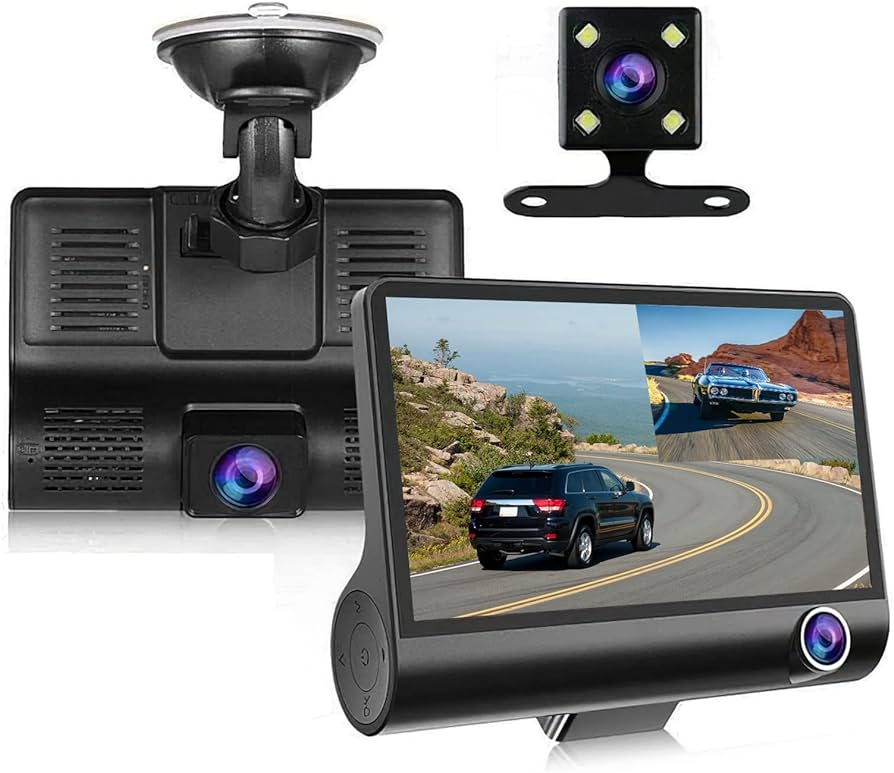 CÁMARA PARA CARRO 3 en 1: FRONTAL, INTERIOR Y TRASERA 1080p. GRABADORA DE CONDUCCIÓN Full HD para vehículo
